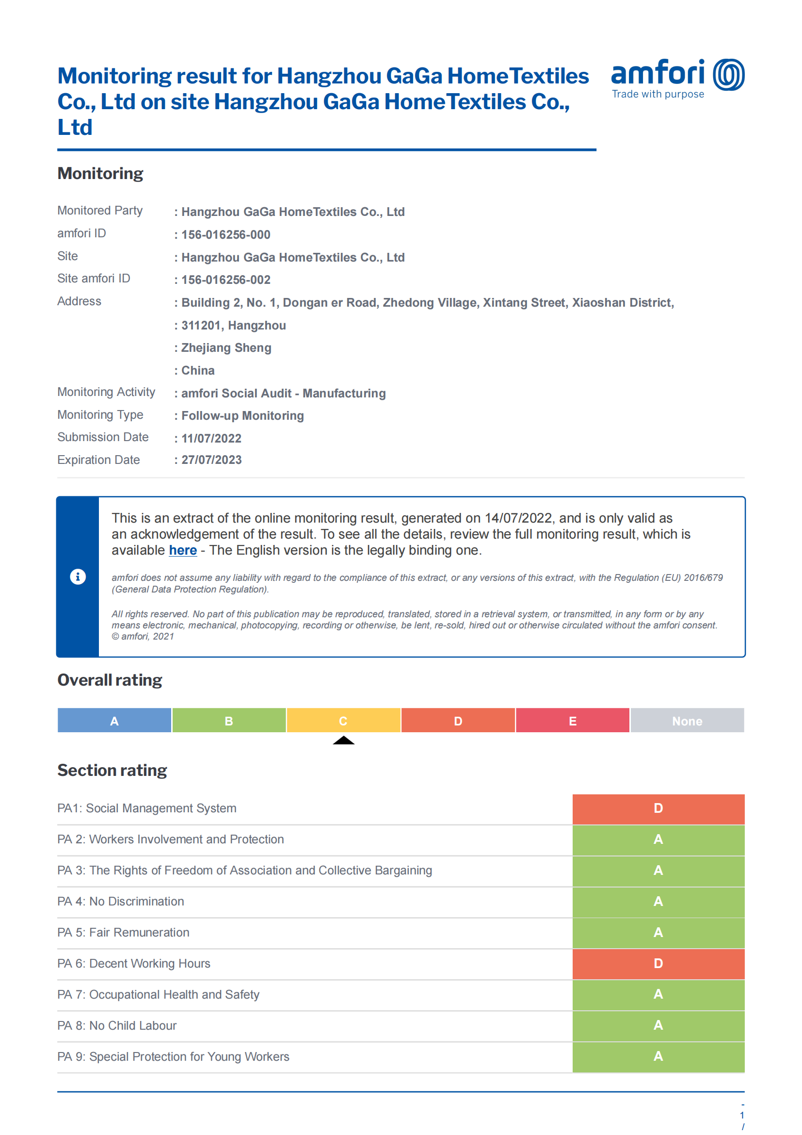 BSCI Certificate